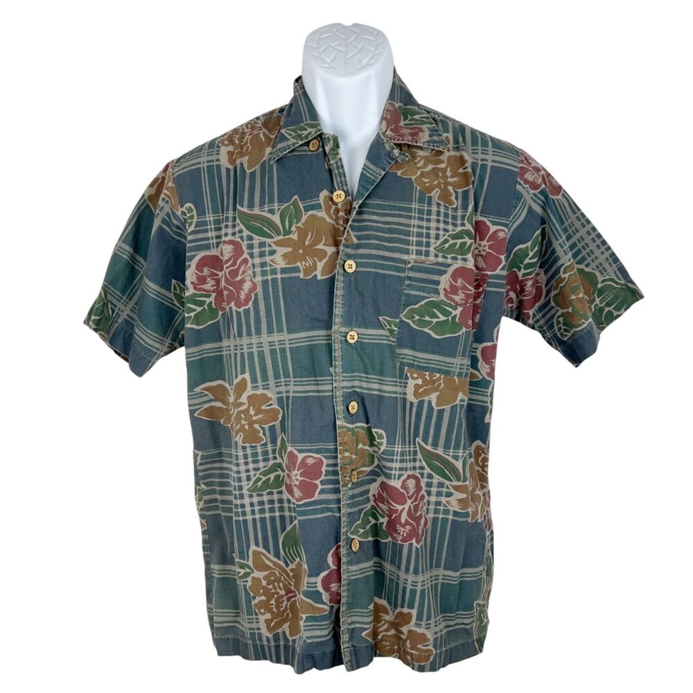 Route 66 Button Down Shirt Men Small Floral Hawaiian Floral Print Cotton Casual